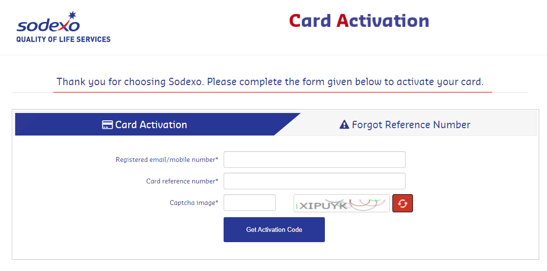 Sodexo Card Activation