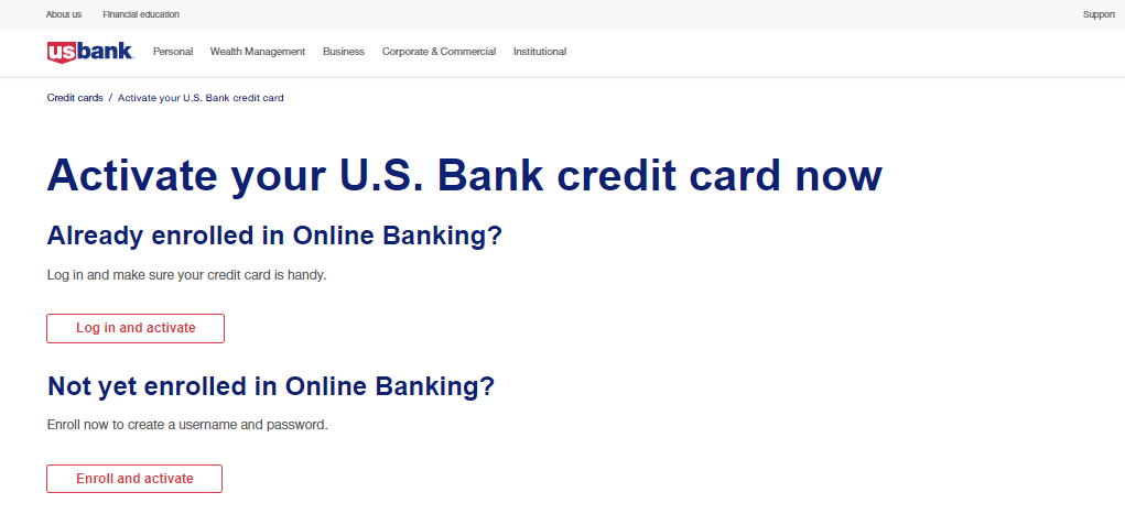 US Bank card Activate