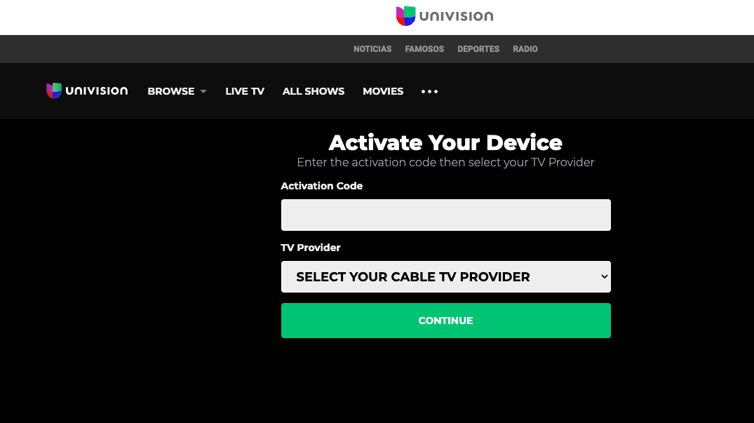 activate univision now on roku