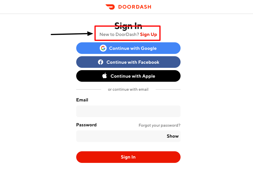 doordash sign up