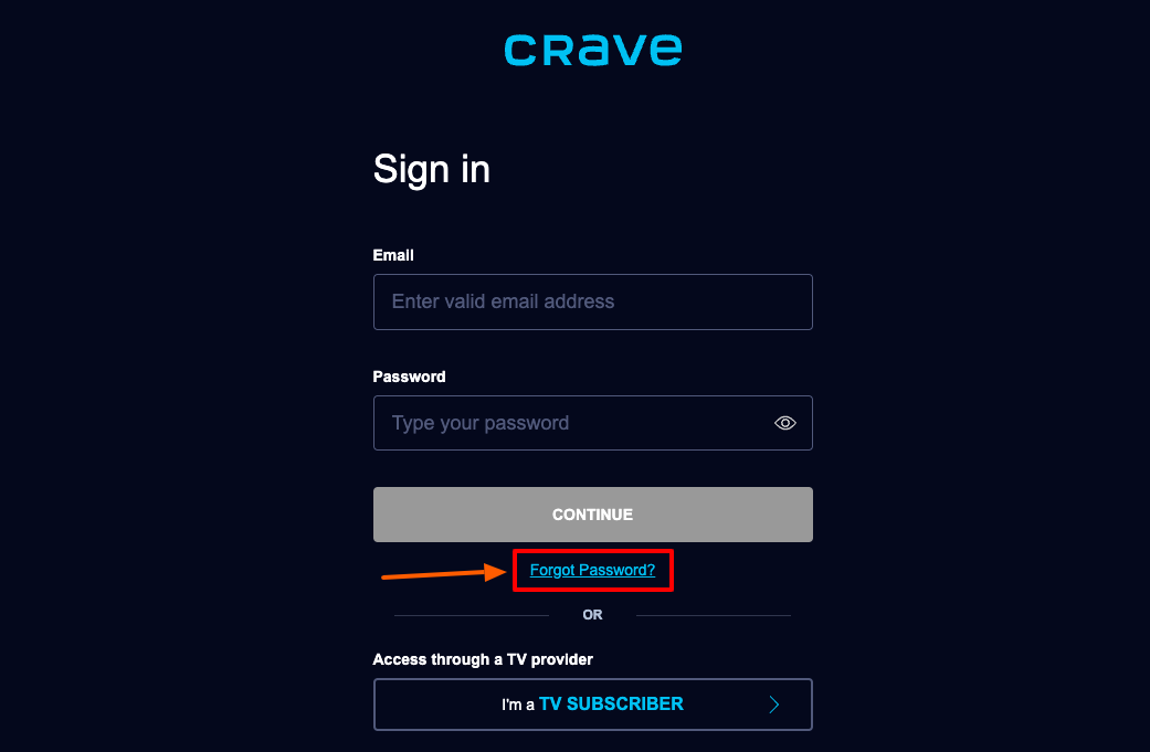 crave tv forgot password